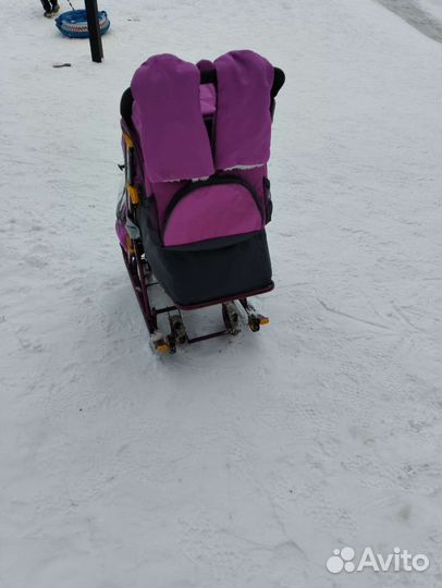Детские санки коляска с колесами