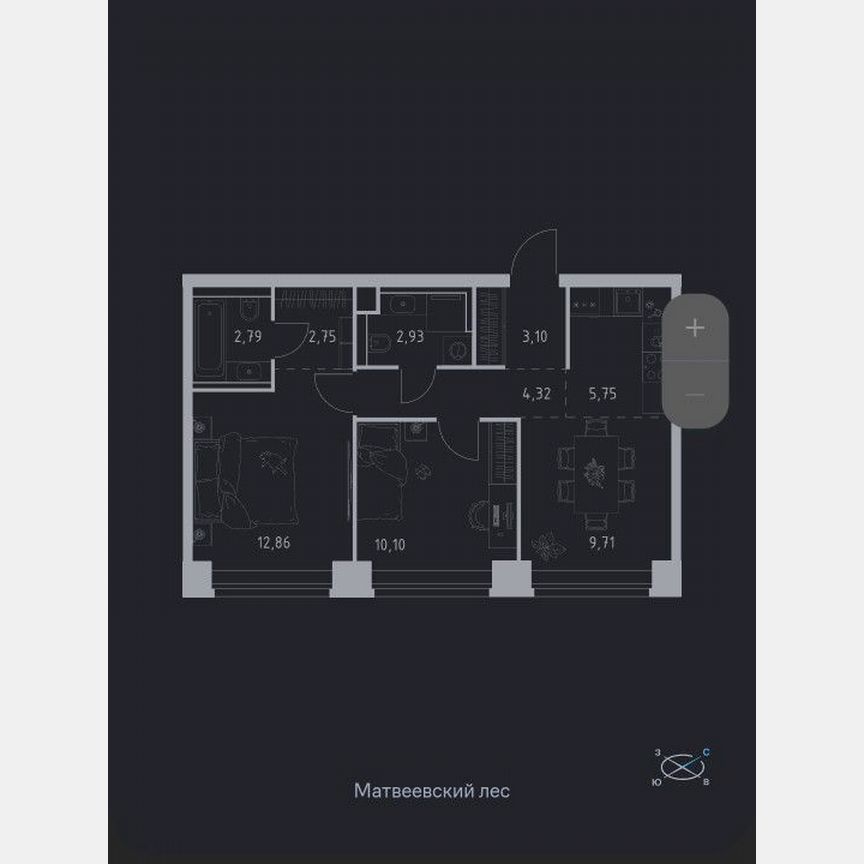 2-к. квартира, 54,3 м², 13/40 эт.