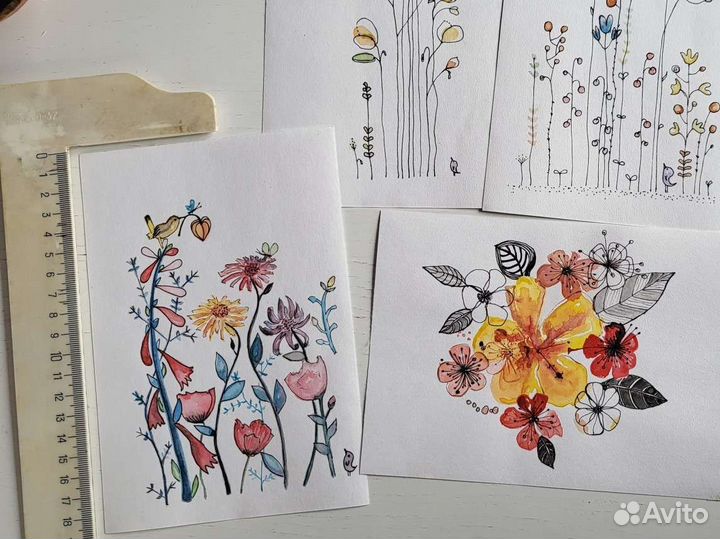 Картины акварель, 18 на 13 см