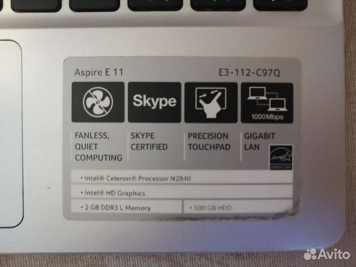 Ноутбук Acer aspire 11 4 гб