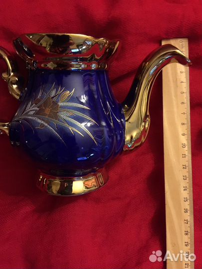 Чайник и молочник кобальт с позолотой