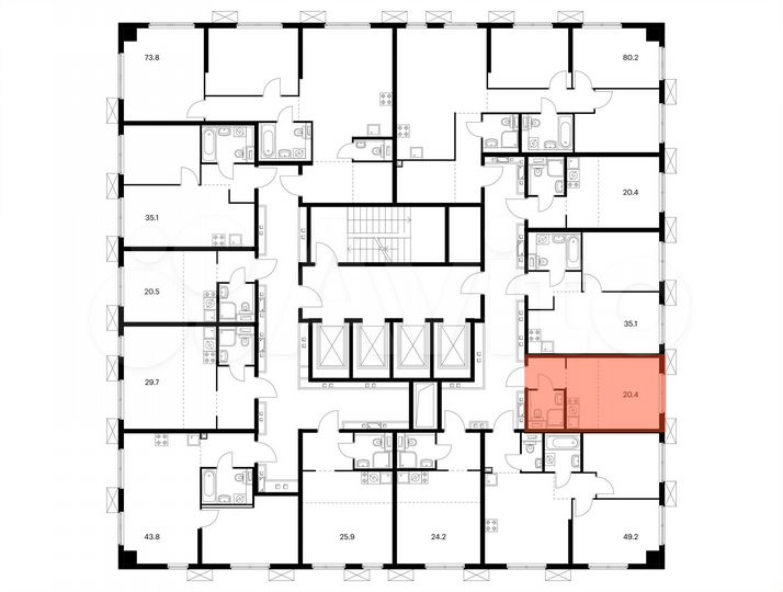 Квартира-студия, 20,4 м², 31/33 эт.
