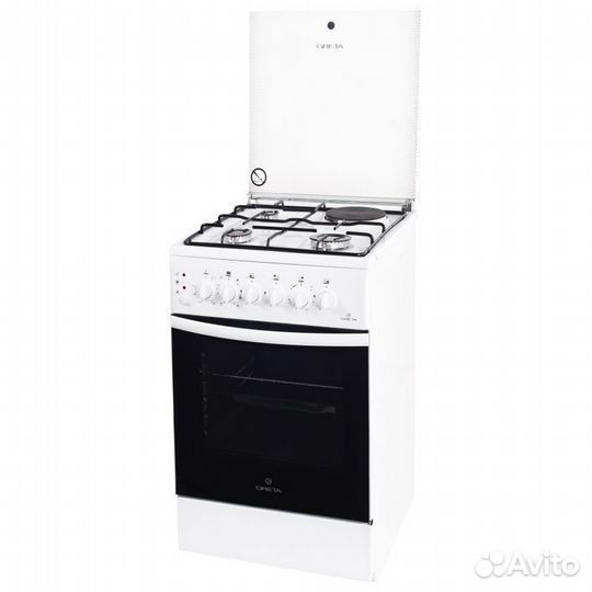 Газоэлектроплита greta - гэ 00 белая,стекл.крышка