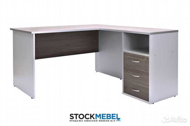 Офисный стол с тумбой Премиум. Ясень Анкор