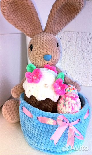 Пасхальный набор вязанный из плюшевой пряжи