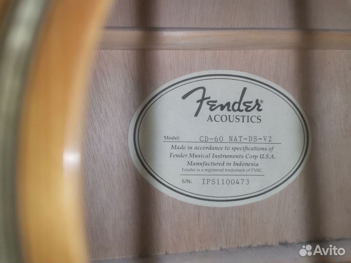 Акустическая гитара fender cd 60 nat-ds-v2