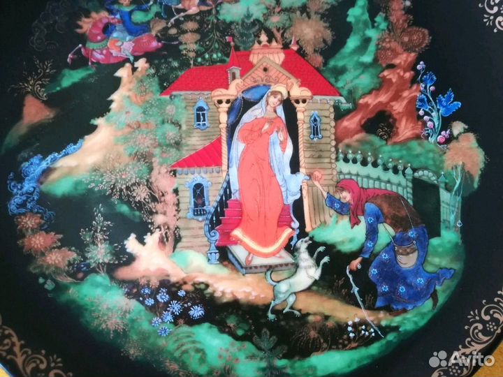 Тарелка декоративная. фарфор. палех. лфз