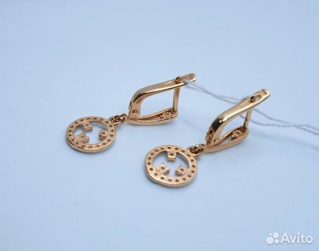 Серьги с синтетическим камнем Золото