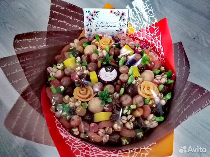 Букет учителю, 1 сентября, рафаэлло, сухофруктов