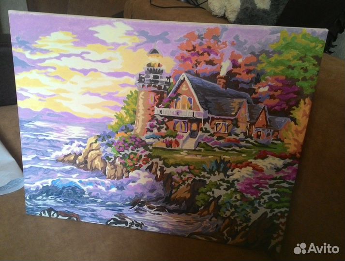 Маяк картина по номерам раскрашенная