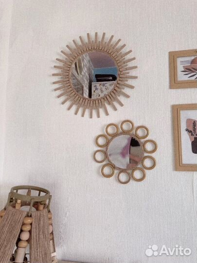 2 зеркала handmade декоративное бохо сканди