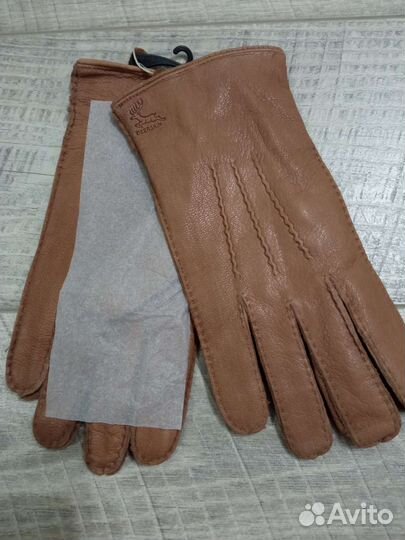 Мужские кожаные перчатки цветные олень кожа Н/швом