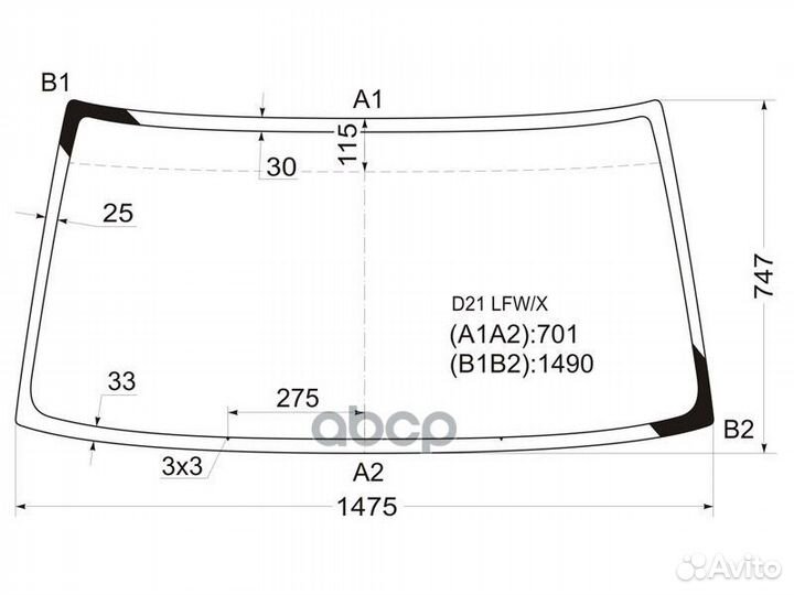 Стекло лобовое (Все типы кузова) Nissan Terrano