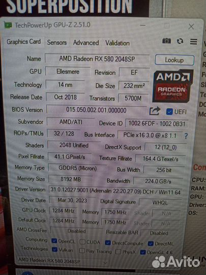 Видеокарта rx 580 8gb asus 2048sp