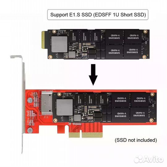 Адаптер NVMe Line 1U GEN-Z edsff E1.S PCI-E 4X