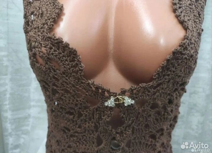 Ажурный жилет 46 48 ручная работа