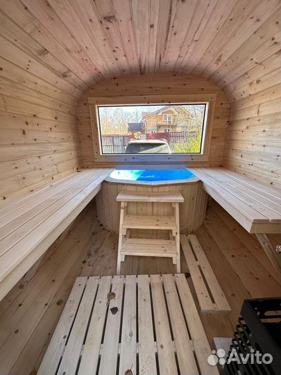 Баня бочка с купелью на прицепе в аренду