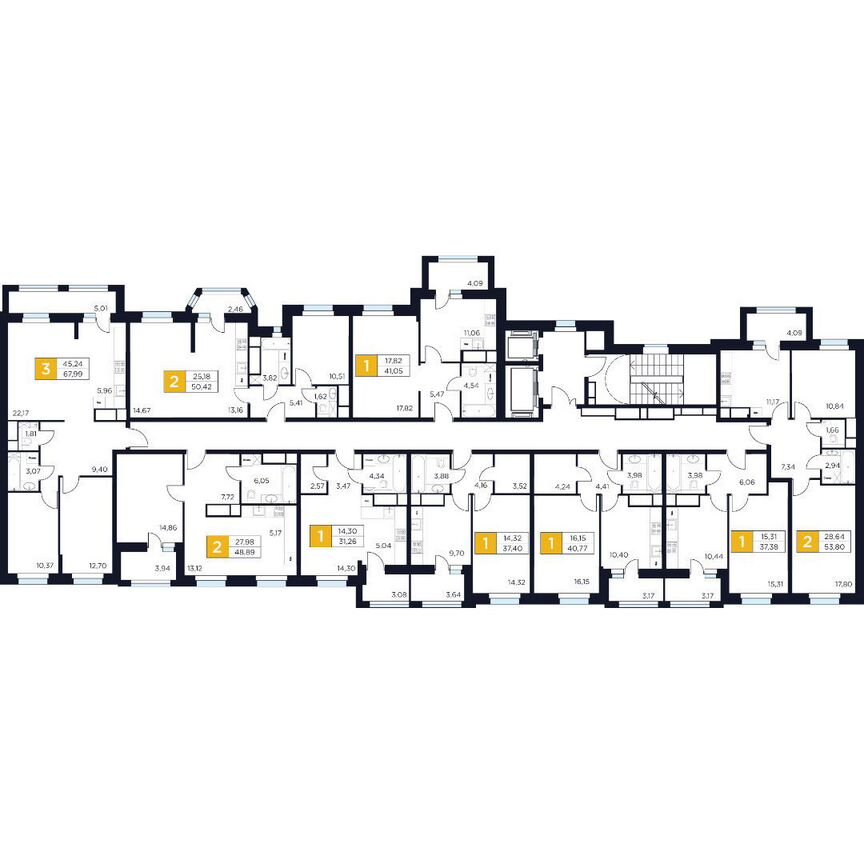 2-к. квартира, 53,8 м², 6/15 эт.