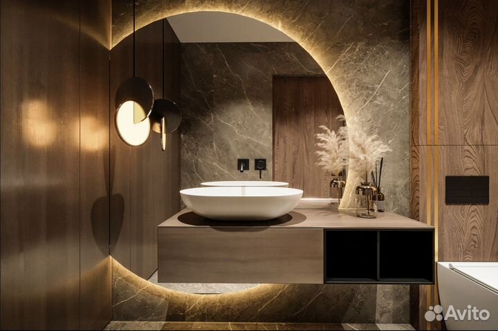 Зеркало с подсветкой в ванную полукруглое Valensia