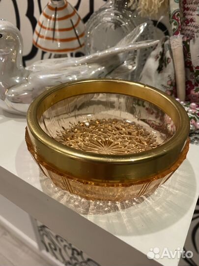 Конфетница цветное стекло СССР, винтаж 1960 -70