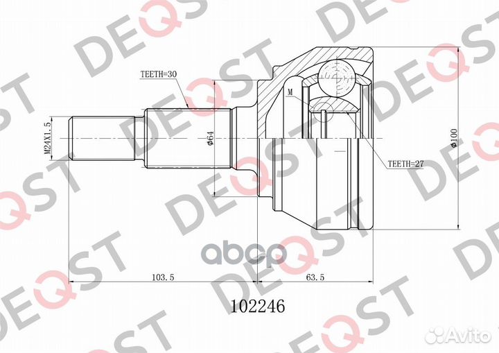 ШРУС VW touareg 3,0-3,6 02-06 нар, 102246 deqst