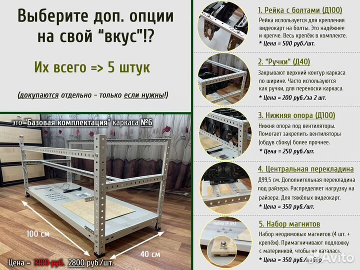 Каркас для майнинг фермы №6: Д100-Ш40-В45 см