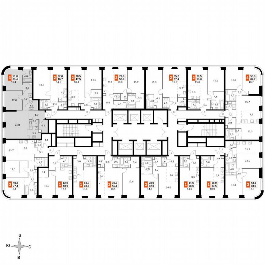 2-к. квартира, 83,4 м², 20/49 эт.