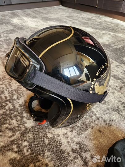 Шлем LS2 OF599 spitfire flier черно-золотой