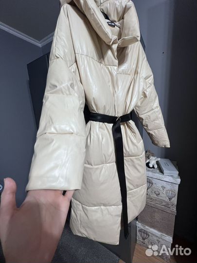 Пуховик женский, куртка на теплую зиму из кожзам