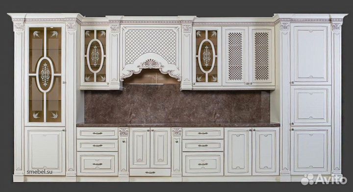 Кухня Афина 25 (4,7 м) крем/фиолетовая патина