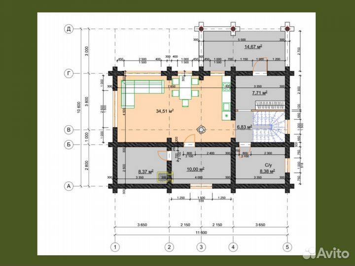 Сруб дома из бревна