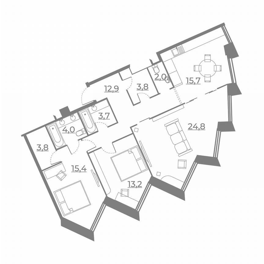 3-к. апартаменты, 99,4 м², 16/21 эт.