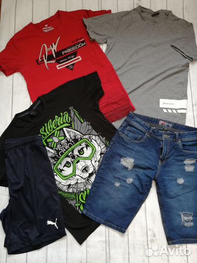 Вещи мужские пакетом, джинсы, футболки 46 48