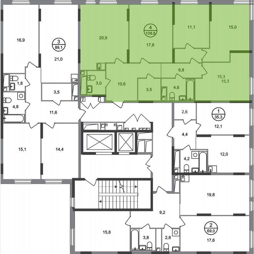 4-к. квартира, 108,6 м², 16/17 эт.