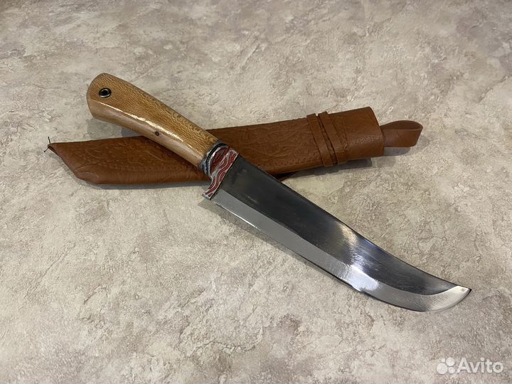 Пчак средний, гарда олово гравировка, рукоять орех