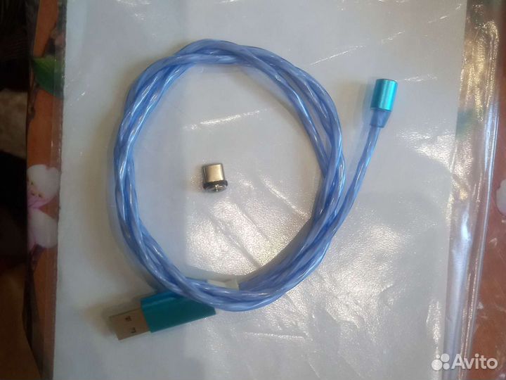 Зарядка USB Type-C магнитная светодиодная для Andr