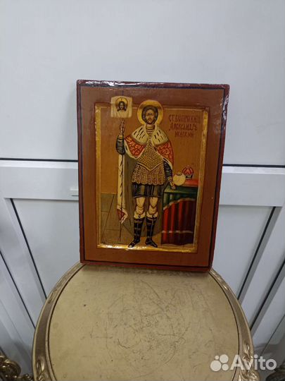 Икона старинная. Александр Невский