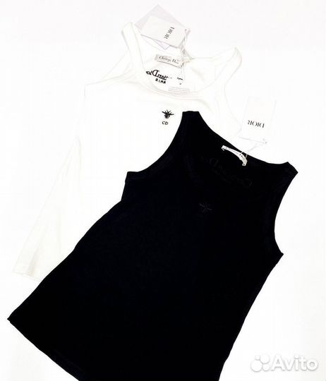 Майка Dior черная и белая