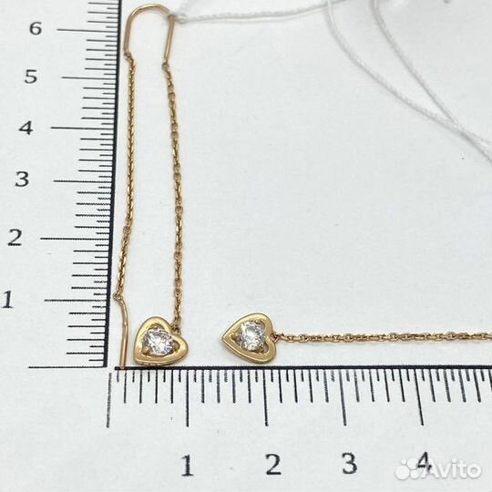 Золотые серьги с фианитом