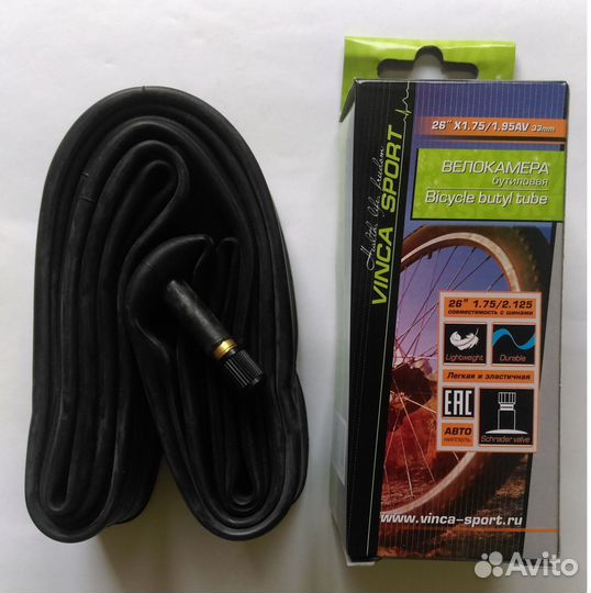 Вело камера 16*1.75/1.95 авто-ниппель Vinca Sport