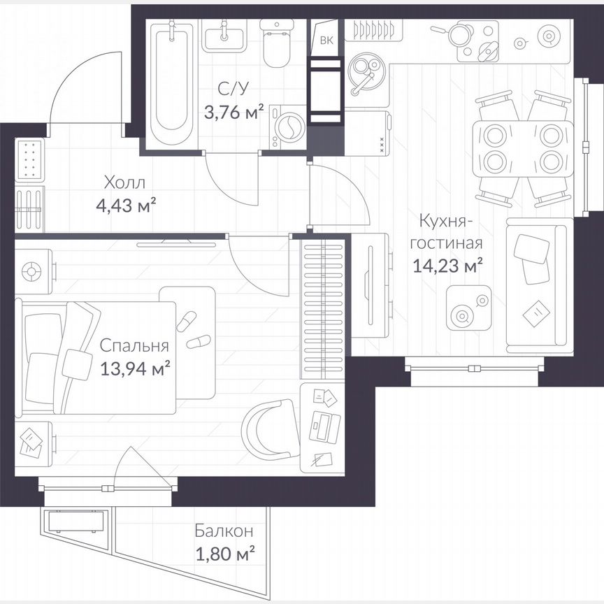 1-к. квартира, 36,9 м², 9/11 эт.