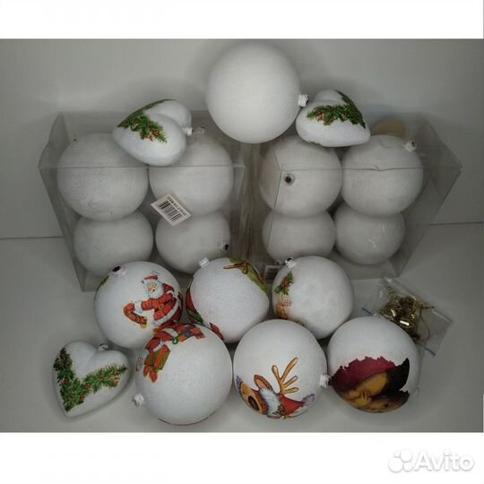 Новогодние игрушки, загрунтованные д/декора / 18шт