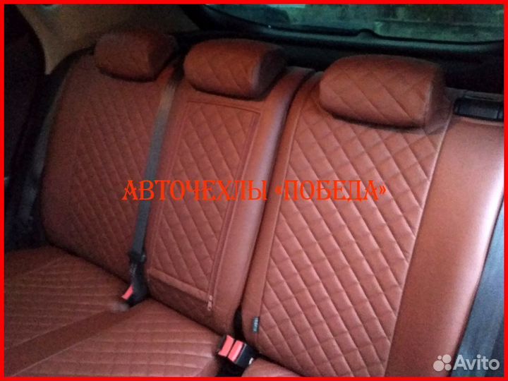 Чехлы Kia Ceed 3 из экокожи шоколадные Ромб