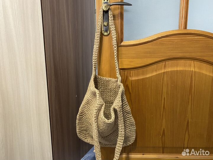 Сумка шоппер из джута вязаная