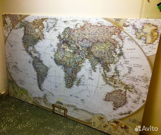 Карта мира на холсте