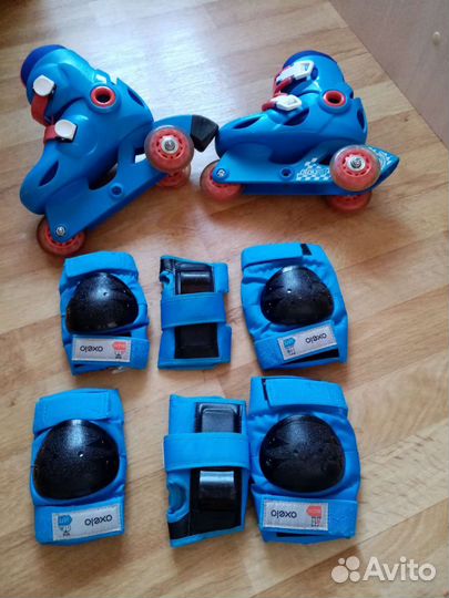 Ролики детские б/у + экипировка выдвижные 26-31