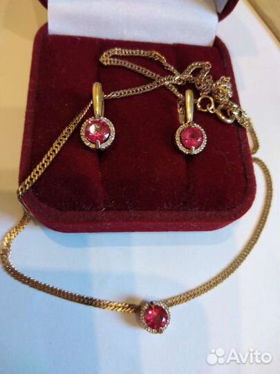 Золотой комплект 585 пробы с бриллиантами р 45 см