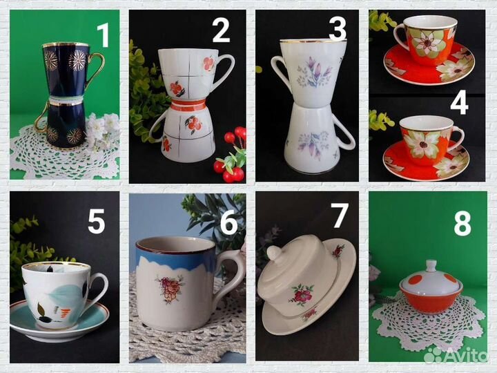 Кофейная/чайная пара, масленка фарфор СССР