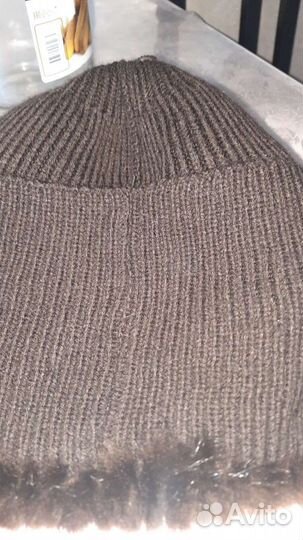 Шапка норковая вязаная женская