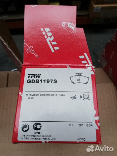 Колодки тормозные TRW Mitsubishi Carisma